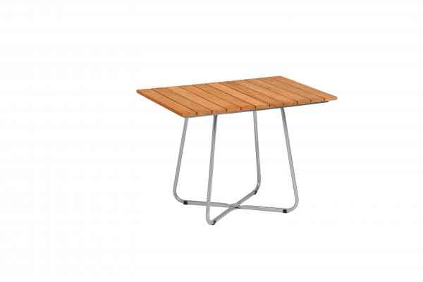 BALCONY Tisch 100 x 70 cm, Edelstahl / Teak oder HPL, beidseitig klappbar