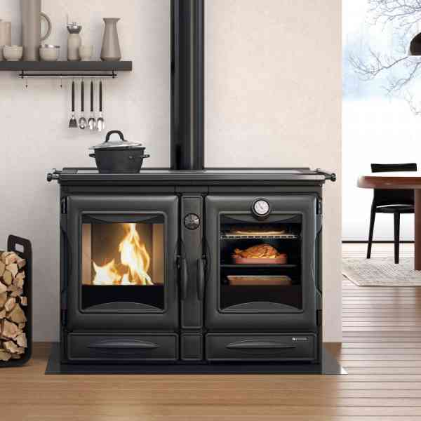 Alaska Holzherd aus Gusseisen und emaillierten Stahl 12 kW