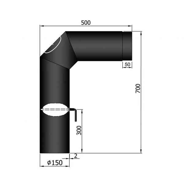 Rauchrohrset dreiteilig, 150 mm, schwarz