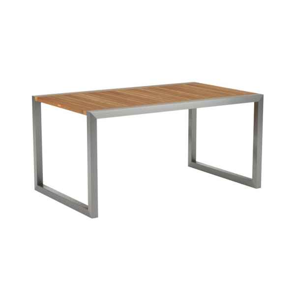 NINIX Tisch 150 x 90 x 75 cm Edelstahlgestell mit Tischplatte aus Keramik oder Teak