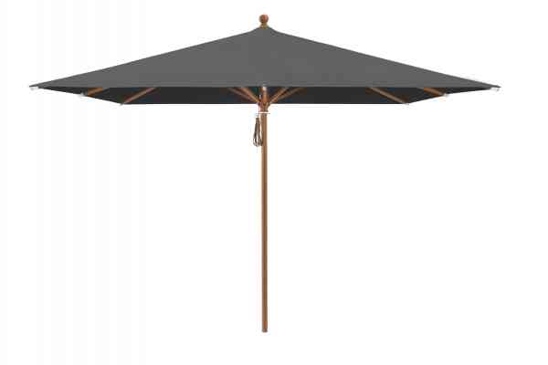 PIAZZA® Sonnenschirm 250 x 250 cm quadratisch, Aluminium Holzoptik, Flaschenzug