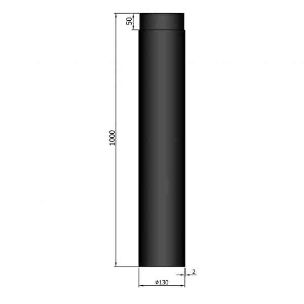 Rauchrohr 1000 mm, Ø 130 mm, schwarz