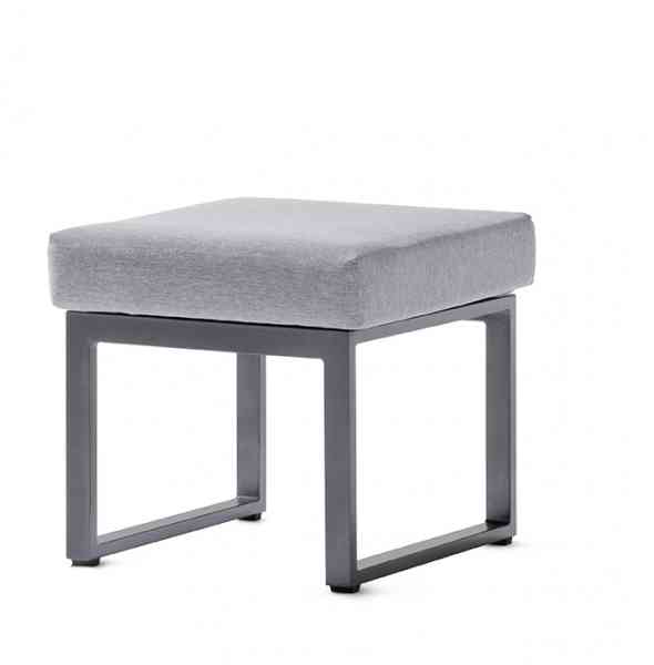 ADELAIDE Lounge Hocker Aluminiumgestell mit Sunproof® Kissen Hellgrau