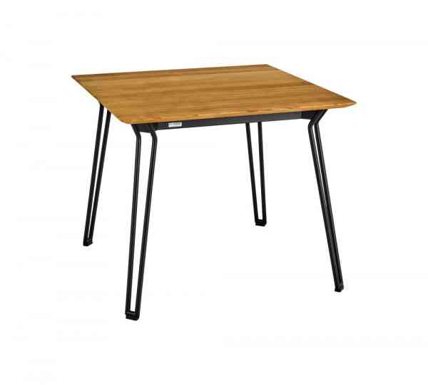 SLOPE Tisch 90 x 90 cm quadratisch, Edelstahl / HPL, Keramik oder Teak