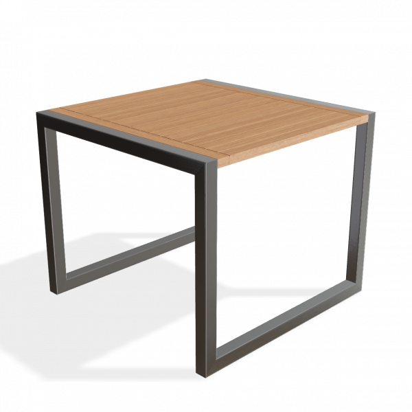 NINIX Tisch 90 x 90 x 75 cm Edelstahlgestell mit Tischplatte aus Keramik oder Teak