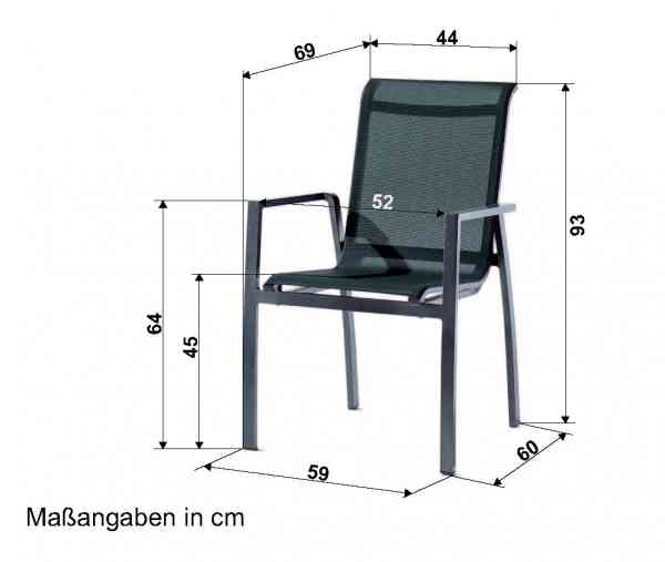 MALAGA Diningsessel - Aluminiumgestell Eisengrau mit Textilux-Bespannung Silbergrau
