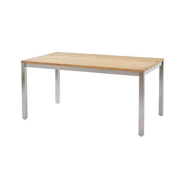 Salerno Tisch 160 x 90 x 75,5 cm Edelstahlgestell mit Tischplatte recycled Teak 3 Planken