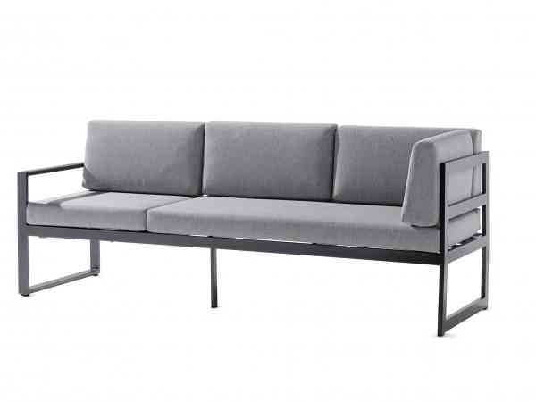 ADELAIDE Lounge 3 Sitzer Aluminiumgestell mit Sunproof® Kissen Hellgrau