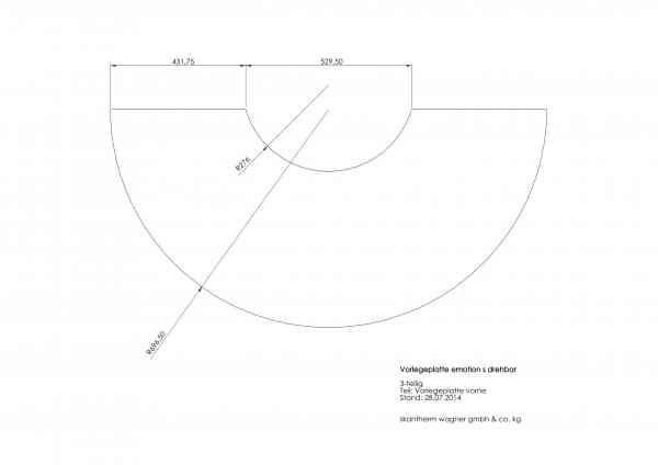 Vorlegeplatte für Emotion S Kaminofen drehbar von Skantherm ESG-Glas 6mm
