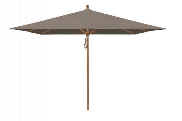 PIAZZA® Sonnenschirm 250 x 250 cm quadratisch, Aluminium Holzoptik, Flaschenzug