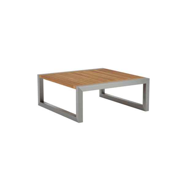 NINIX Beistelltisch 50 x 51,4 x 39 cm Edelstahlgestell mit Tischplatte aus Keramik oder Teak
