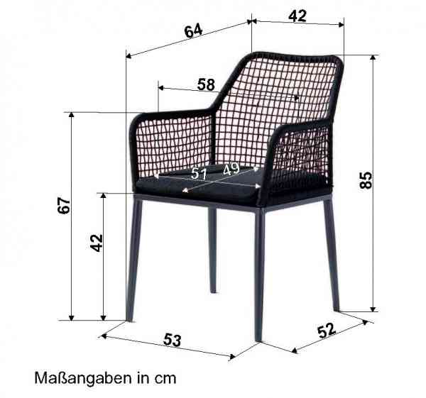 MALTA Diningsessel - Aluminiumgestell mit Rope-Faser inklusive Sitzkissen
