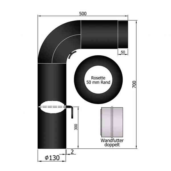 Kaminofen Aktionszubehör Rauchrohrset:Ø 130mm