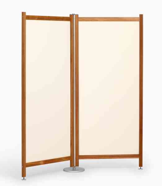 Paravent 2-teilig I Rahmen Teak / Füße Edelstahl I Stoff 100% Acryl I 161 x 3 x 181 cm