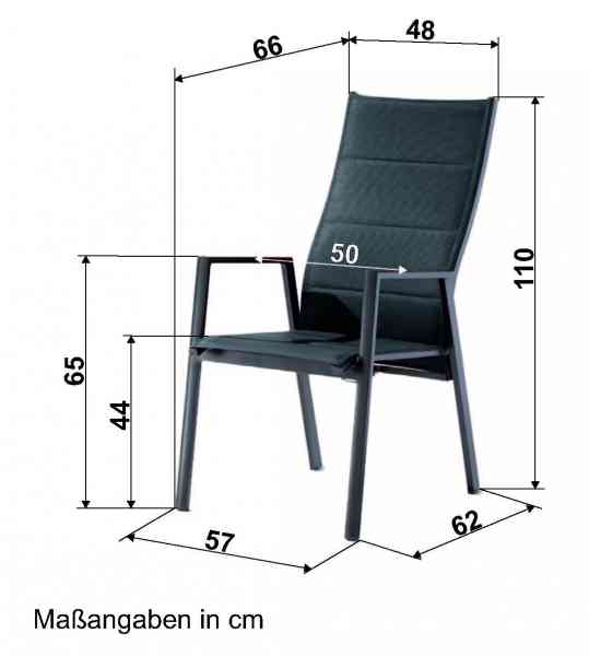 NAVARO Stapelsessel mit hoher verstellbarer Rückenlehne - Aluminiumgestell mit Textilux-Polsterung