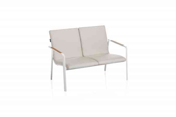Diamond Lounge 2er Bank Aluminium / Sunbrella natte linen chalk