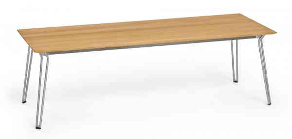 SLOPE Tisch 240 x 90 cm rechteckig, Edelstahl / HPL oder Teak