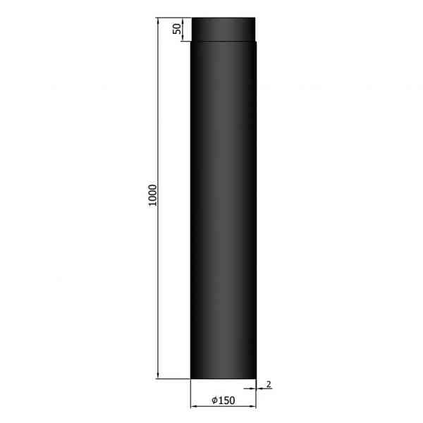Rauchrohr 1000 mm, Ø 150 mm, schwarz