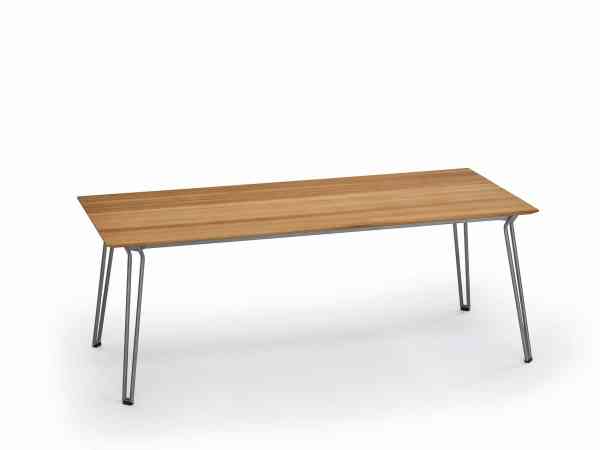 SLOPE Tisch 200 x 90 cm rechteckig, Edelstahl / HPL oder Teak