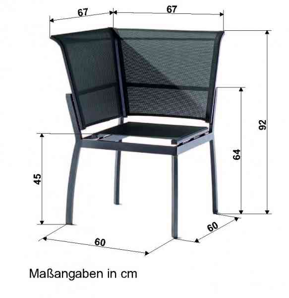 MALAGA Eckteil - Aluminiumgestell Eisengrau mit Textilux-Bespannung Silbergrau