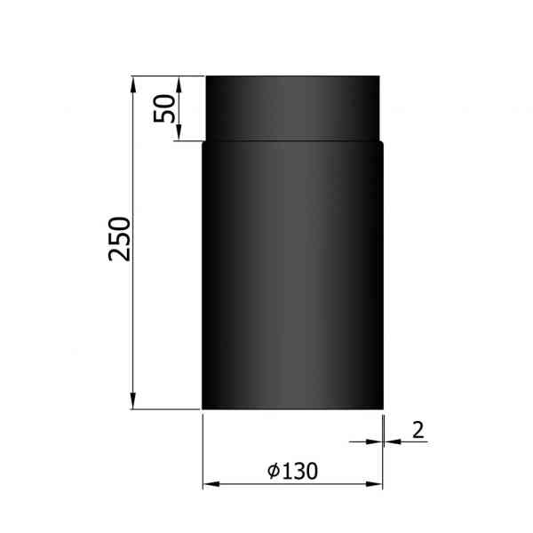 Rauchrohr 250 mm, Ø 130 mm, schwarz