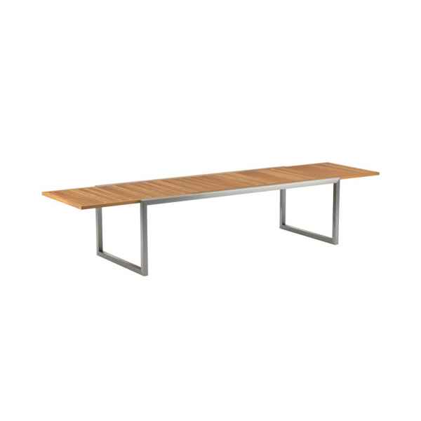 NINIX Ausziehtisch 240 / 360 x 100 x 75 cm Edelstahlgestell mit Tischplatte aus Teak oder Keramik