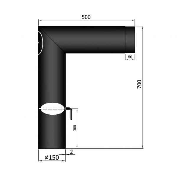 Rauchrohrset zweiteilig, 150 mm, schwarz